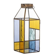 Lanterne kobber m/ farvet glas "Drew" - Bloomingville - H: 38 cm