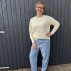 Striktrøje / pullover "Arles" råhvid m/ blomster - Costamani