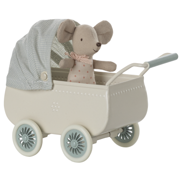 Barnevogn m/ baby mus - mint - Maileg