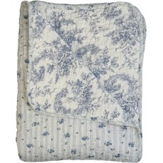 Quilt / Vattæppe "Ethnic" m/ blå blomster & striber - Au Maison 140x180