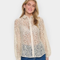 Skjorte "JewelSZ" sand m/ blonde mønster og glimmer - Saint Tropez