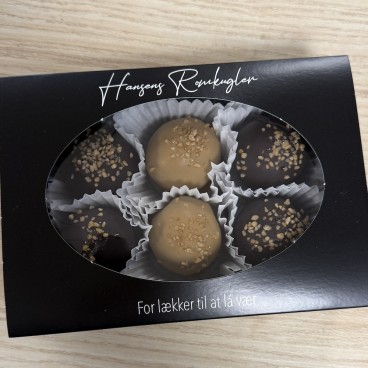 Hansens romkugler m/ 4 klassiske & 2 m/ karamelsmagsovertræk