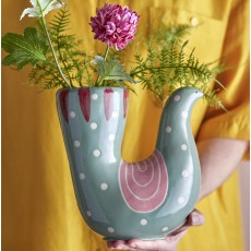 Vase "Trudy" grøn fugl - Bloomingville H: 19