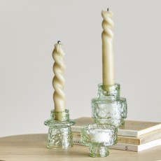 Lysestager / fyrfadsstager grøn glas "Delphia" - Bloomingville - sæt á 3