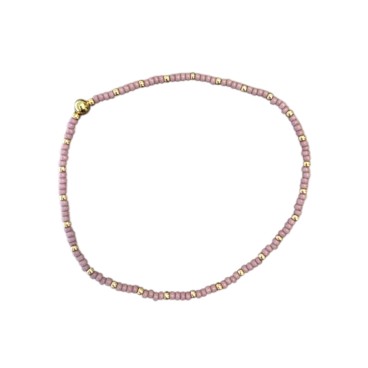 Armbånd - Friihof + Siig - Perler - mørk rosa og guld perler