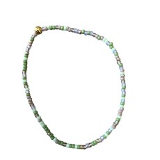 Armbånd - Friihof + Siig - Perler - grønne, lilla og guld perler