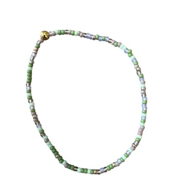 Armbånd - Friihof + Siig - Perler - grønne, lilla og guld perler