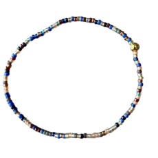 Armbånd - Friihof + Siig - Perler - blå, guld- og multifarvede perler