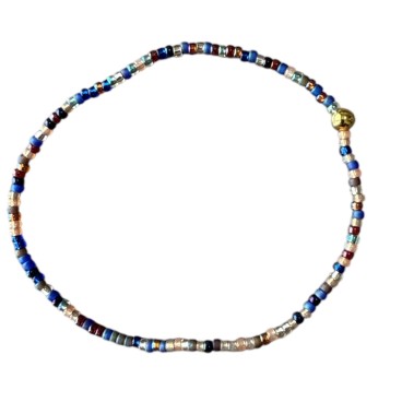 Armbånd - Friihof + Siig - Perler - blå, guld- og multifarvede perler