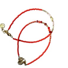 Armbånd - Friihof + Siig - Perler "mix, rød/guld"