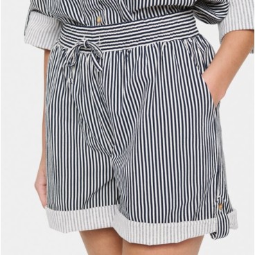 Shorts  "ZalindaSZ" råhvid m/ mørkeblå striber - Saint Tropez