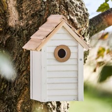 Fuglehus hvid m/ naturfarvet tag & hul - Ib Laursen