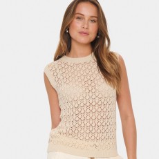 Vest "KarlinaSZ" lys sand m/ hulmønster - Saint Tropez