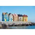 Hus t/ fyrfadslys "Nyhavn" m/ blomster og lyserødt tag - Ib Laursen