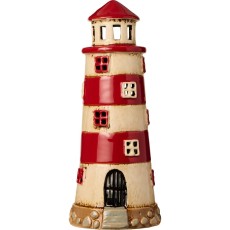 Fyrtårn m/ røde striber - Ib Laursen - H: 22,5 cm