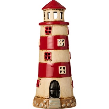 Fyrtårn m/ røde striber - Ib Laursen - H: 22,5 cm