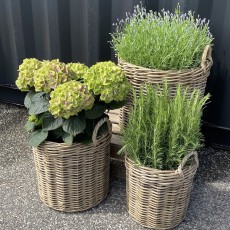 Kurv rund rattan m/ plast & 2 hanke - Aafod - Vælg ml 3 størrelser