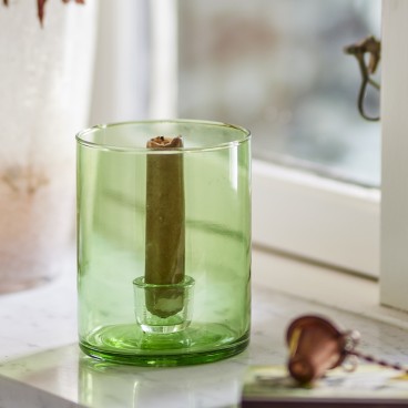 Stage "Juline" i grønt glas t/ bedelys - Bloomingville - H: 12,5