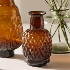 Vase brun m/ rudemønster - Ib Laursen H: 18,5