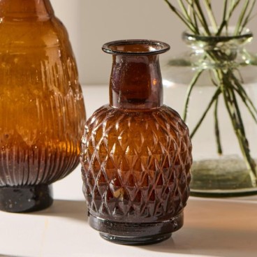 Vase brun m/ rudemønster - Ib Laursen H: 18,5