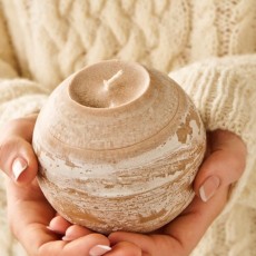 Kuglelys rustik sandfarve - Ib Laursen Ø: 10 cm
