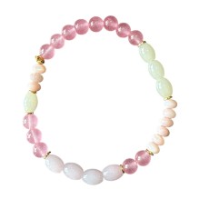 Armbånd - Friihof + Siig - m/ rosa, guld perlemorfarvede perler
