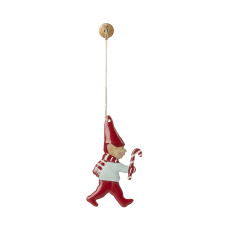 Nisse m/ sukkerstok metal ornament - Maileg