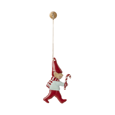 Nisse m/ sukkerstok metal ornament - Maileg