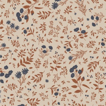 Servietter m/ blomstermotiv i blå og teglfarver - Ib Laursen 20 stk.
