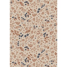 Gavepapir m/ blomstermotiv i blå og teglfarver - Ib Laursen 5 mtr.