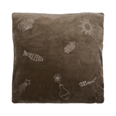 Pudebetræk brun velour m/ broderede motiver "HDPlay - House Doctor 50x50