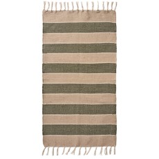 Gulvløber creme, beige og olivengrønne striber
