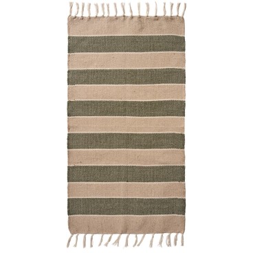 Gulvløber creme, beige og olivengrønne striber