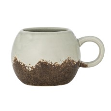 Krus m/ hank "Paula" lys grågrøn m/ brun bund - Bloomingville - 410 ml.