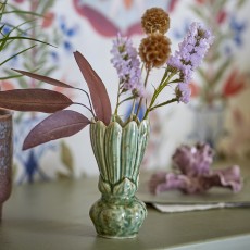 Vase "Cyrill" grøn m/ mønster - Bloomingville H: 12