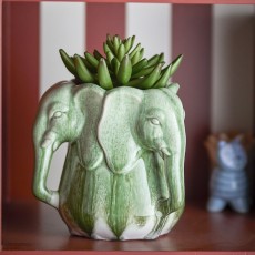 Vase "Pontus" grøn m/ elefanthoveder - Bloomingville H: 15,5