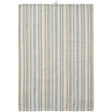 Viskestykke "Celine" hvid m/ blåt og beige indvævede striber - Ib Laursen 50x70