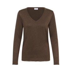 Bluse brun m/ lange ærmer og v/ hals "MilaSZ" LS-V - Saint Tropez