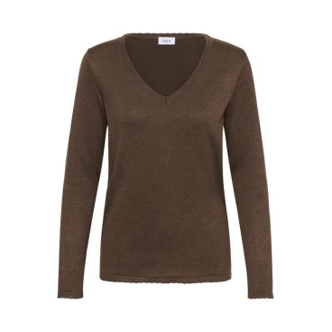 Bluse brun m/ lange ærmer og v/ hals "MilaSZ" LS-V - Saint Tropez