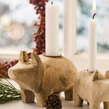 Lysestage t/ kronelys UNIKA trægris - Ib Laursen H: 9