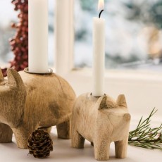 Lysestage t/ kertelys UNIKA trægris - Ib Laursen H: 7