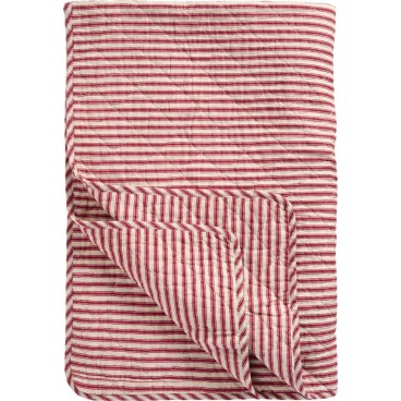 Quilt / Vattæppe sandfarvet m/ røde striber - Ib Laursen 130x180