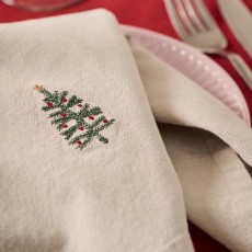 Stofserviet "Tradition" sandfarvet m/ juletræ - Ib Laursen