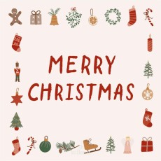 Servietter m/ Merry Christmas og juleikoner - Ib Laursen 20 stk.