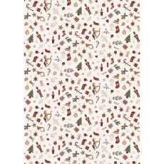 Gavepapir natur m/ juleikoner - Ib Laursen 5 mtr.