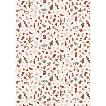 Gavepapir natur m/ juleikoner - Ib Laursen 5 mtr.