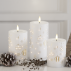 Gaveæske: 3 LED bloklys m/ guldprint & lysdioder - Deluxe Homeart
