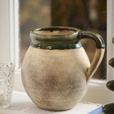 Vase "Avignon" m/ hank naturfarvet og grøn kant - Ib Laursen