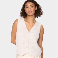Vest "XenyaSZ" beige strik m/ knapper - Saint Tropez