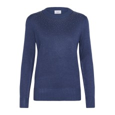 Bluse blå m/ lange ærmer & perle detaljer "CherriSZ" - Saint Tropez
